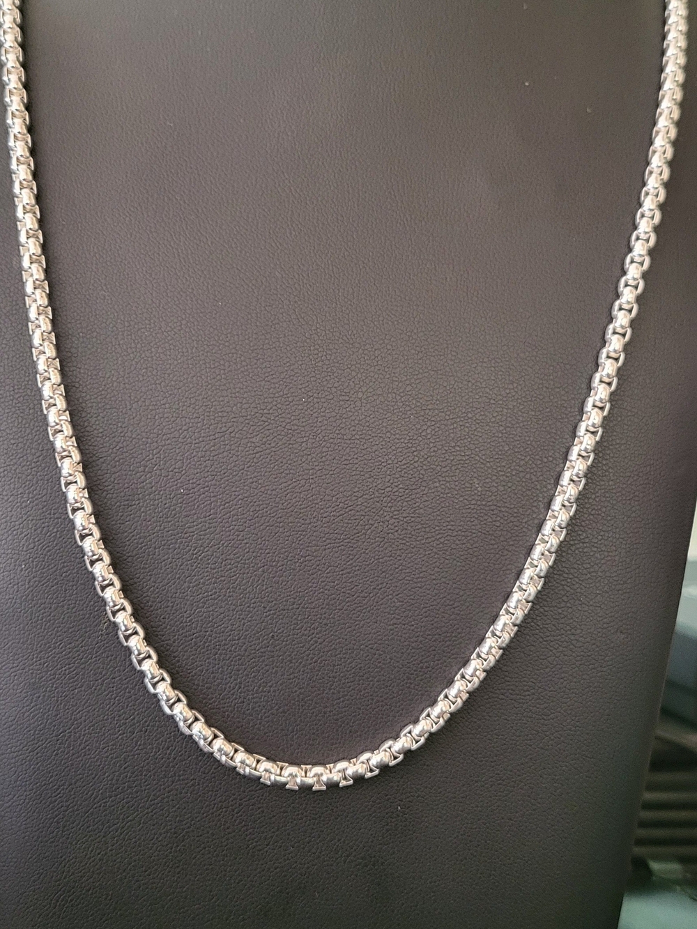 Sterling Silver Box-Link Necklace - Silver 24 Inches